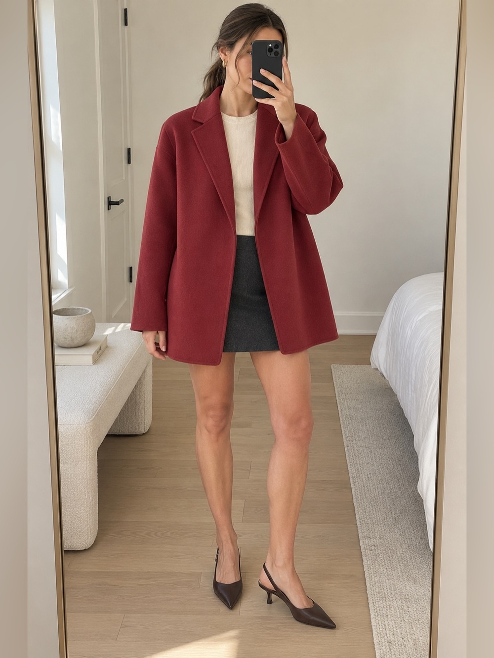 Theory Sileena Winsome Double Wool Cashmere Jacket Burgundy Size S